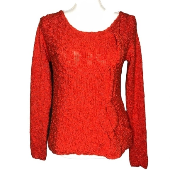Anthropologie Little Yellow Bird Orange Cable Knit Sweater - Picture 1 of 8